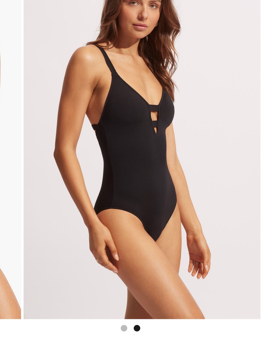 Seafolly Deep V Black One-Piece Swimsuit NWT US 4